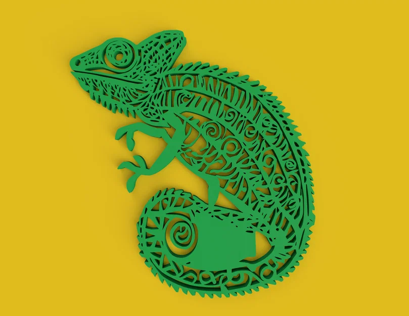 Mô hình tắc kè hoa 2D trang trí tường độc đáo (Chameleon Wall Art) - Image 1