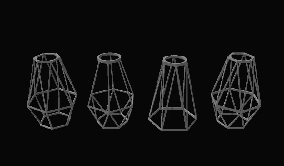 Bộ 4 Mẫu Chụp Đèn Trang Trí Hình Học 3D (4 Lamps Variations) - Image 1