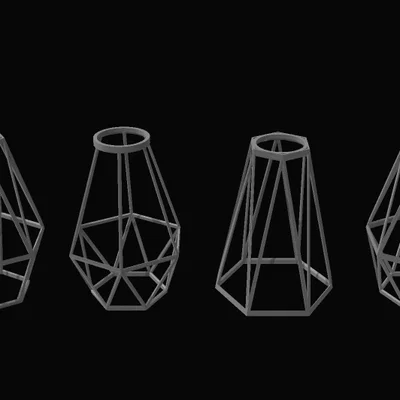 Bộ 4 Mẫu Chụp Đèn Trang Trí Hình Học 3D (4 Lamps Variations)