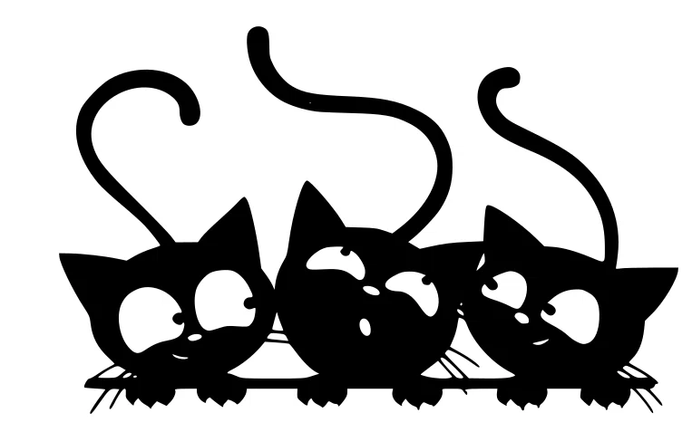 Mô hình trang trí tường hình ba chú mèo (Three Cat Wall Art) in 3D - Image 1