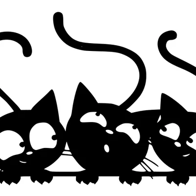 Mô hình trang trí tường hình ba chú mèo (Three Cat Wall Art) in 3D
