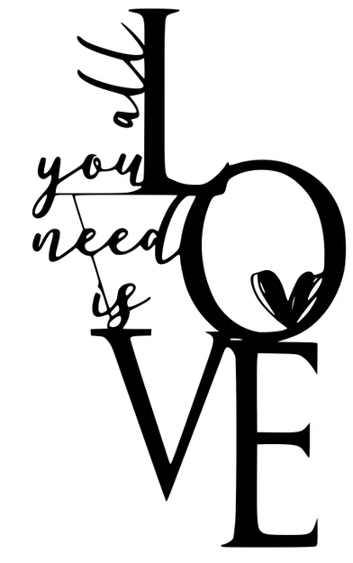 Mẫu in 3D treo tường chữ "All You Need is Love" tinh tế cho gia đình - Image 1
