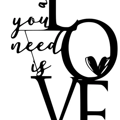 Mẫu in 3D treo tường chữ "All You Need is Love" tinh tế cho gia đình