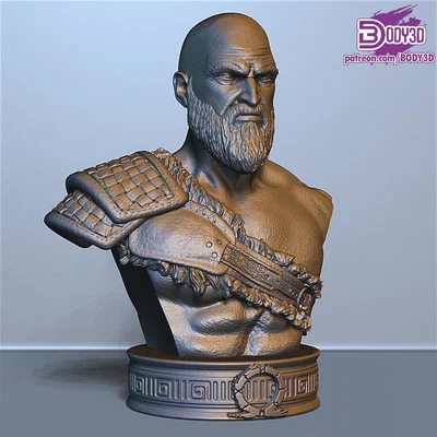 Mô hình tượng bán thân Kratos (God of War) dùng trang trí 3D