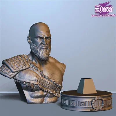 Mô hình tượng bán thân Kratos (God of War) dùng trang trí 3D