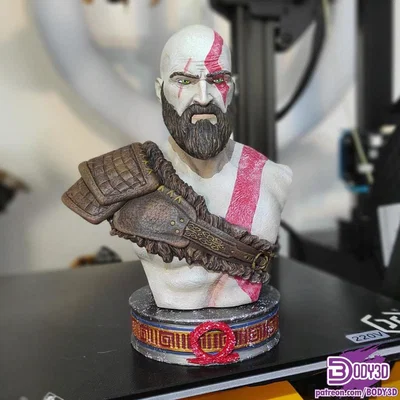 Mô hình tượng bán thân Kratos (God of War) dùng trang trí 3D