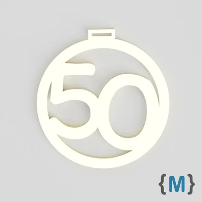 Mẫu huy chương kỷ niệm sinh nhật tuổi 50 - In 3D đơn giản, độc đáo