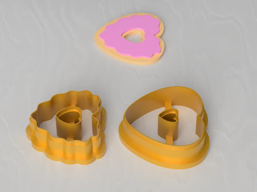 STL Dao Cắt Đất Sét Bông Tai Valentine Donut Love (Clay Cutter) - Image 2
