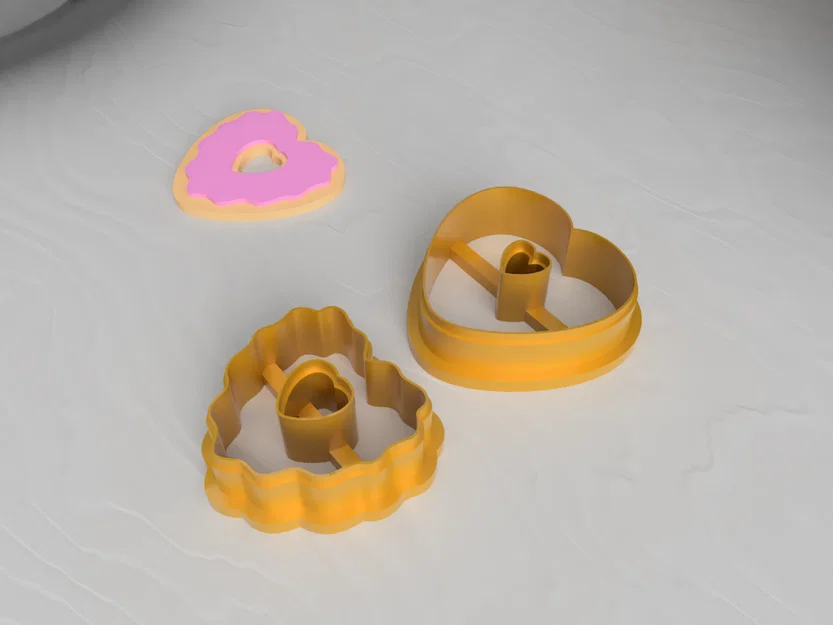 STL Dao Cắt Đất Sét Bông Tai Valentine Donut Love (Clay Cutter) - Image 3