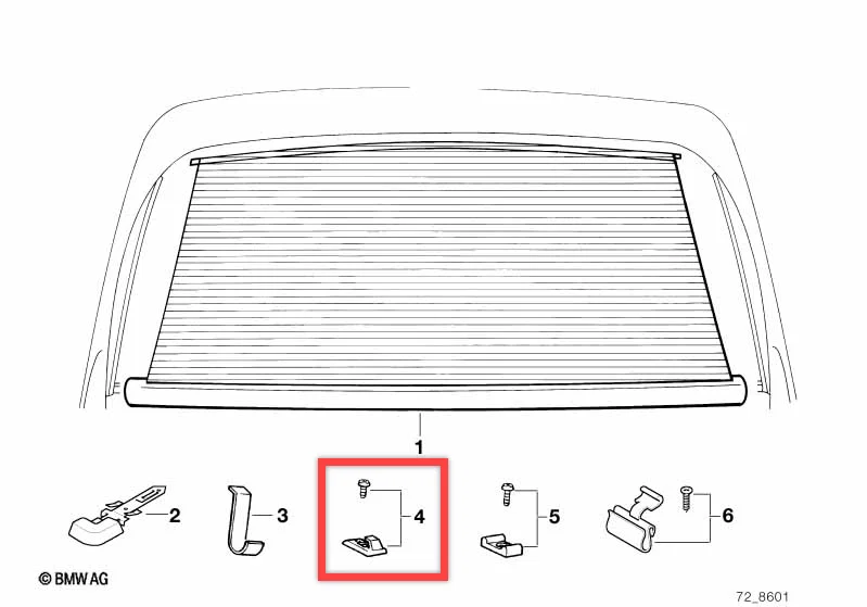 BMW E30/E28/E34 - móc trần giữ rèm che nắng sau (OEM 82 12 9 413 178) - Image 2
