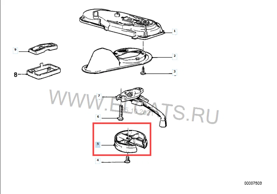 BMW E30/E28/E21 - tay nắm cửa sổ trời “rosette” (OEM: 54 12 1 867 887) - Image 4
