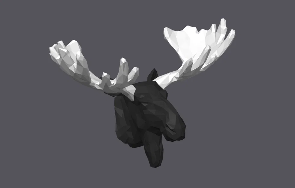 Mô hình đầu nai sừng tấm (Moose Head) phong cách Low Poly in 3D - Image 2