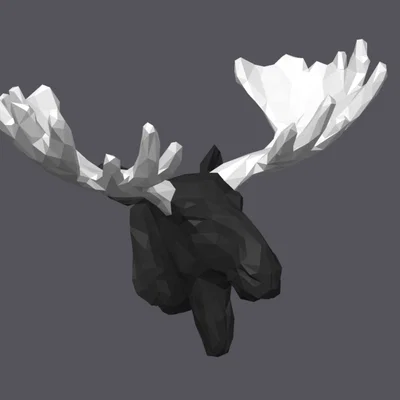 Mô hình đầu nai sừng tấm (Moose Head) phong cách Low Poly in 3D