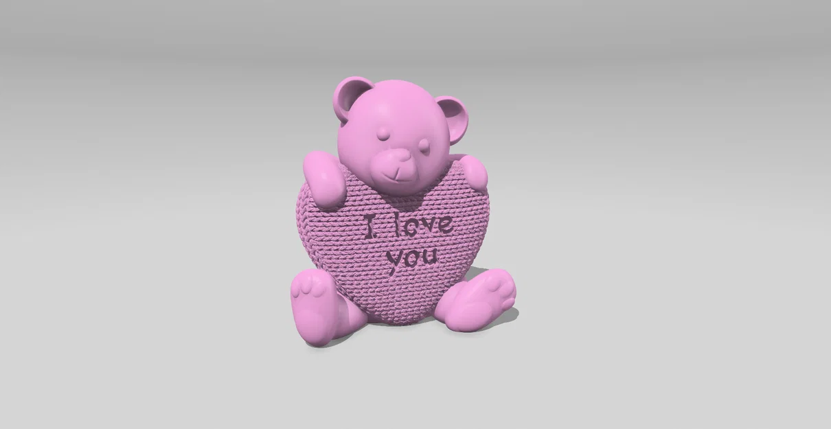 Mô hình gấu bông ôm trái tim đan len I love you để in 3D - Image 2