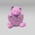 Mô hình gấu bông ôm trái tim đan len I love you để in 3D - Thumbnail 2