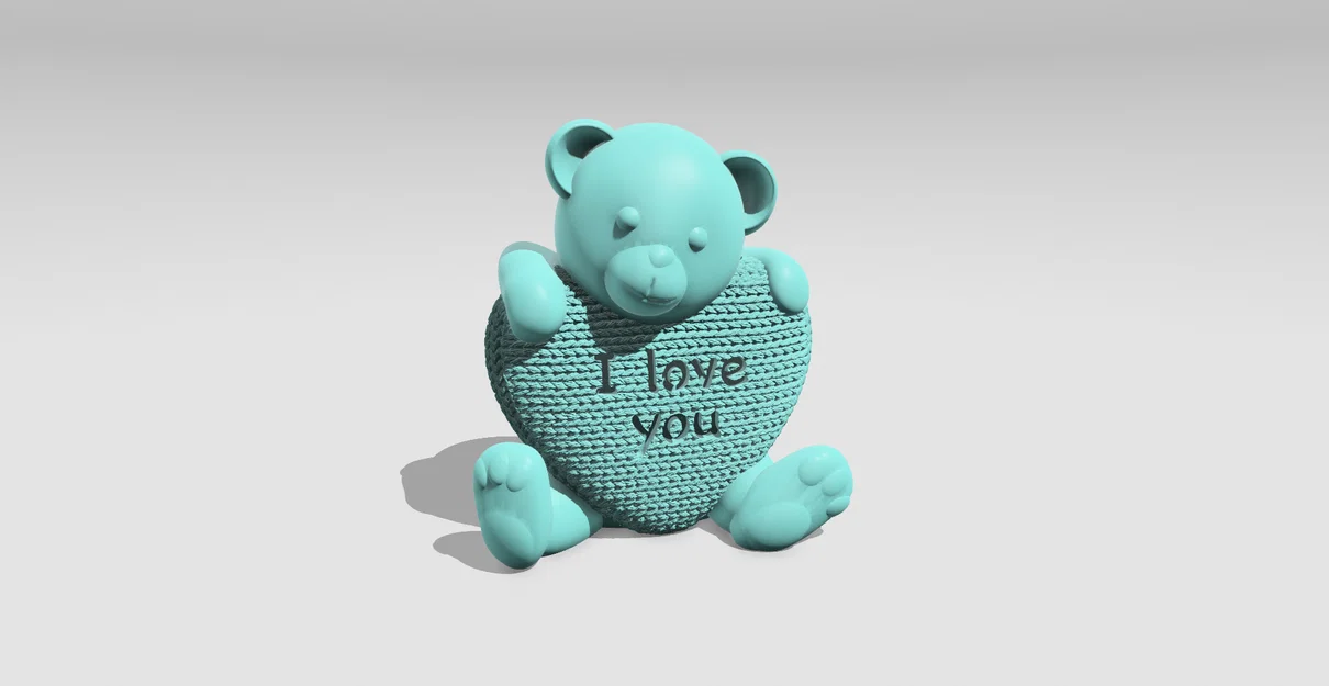 Mô hình gấu bông ôm trái tim đan len I love you để in 3D - Image 3