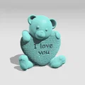 Mô hình gấu bông ôm trái tim đan len I love you để in 3D - Thumbnail 3