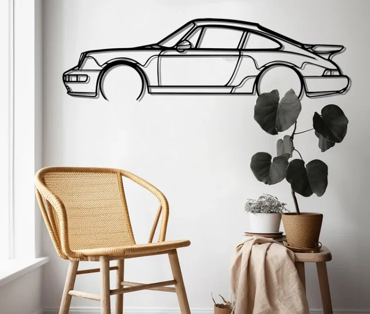Mô hình trang trí tường Silhouette Porsche 911 Turbo 964 độc đáo - Image 1