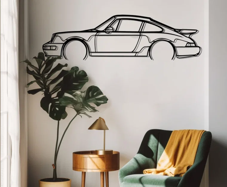 Mô hình trang trí tường Silhouette Porsche 911 Turbo 964 độc đáo - Image 3