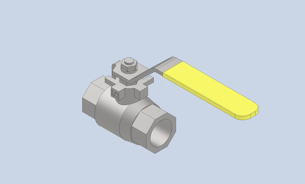 Mô hình van bi 1/2 inch (1/2" Ball Valve) in 3D chi tiết - Image 1