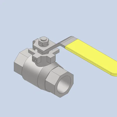 Mô hình van bi 1/2 inch (1/2" Ball Valve) in 3D chi tiết
