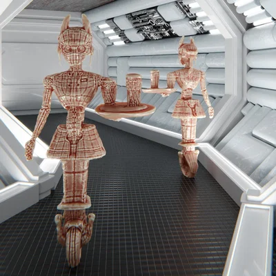 Mô hình 3D Star Wars Service Droid WA-7 (FLO) đầy ấn tượng