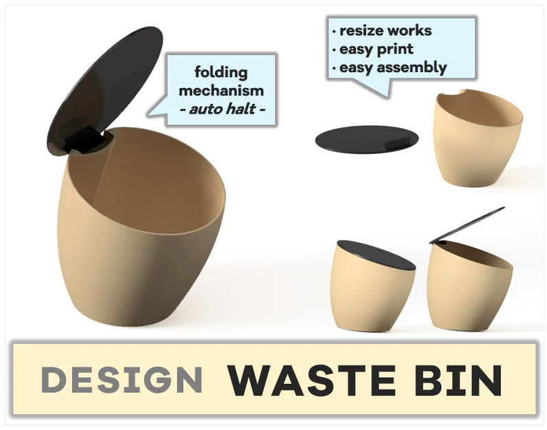 Thùng rác thiết kế 2 mảnh cho bàn làm việc/mặt bếp (Desk/Kitchen Counter) - Image 1