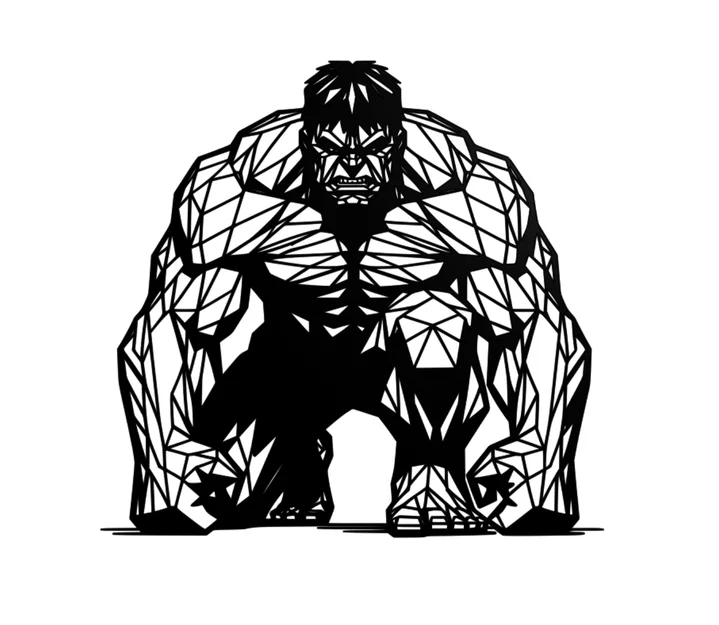 Mô hình treo tường Hulk Low Poly - Trang trí siêu anh hùng 3D - Image 1