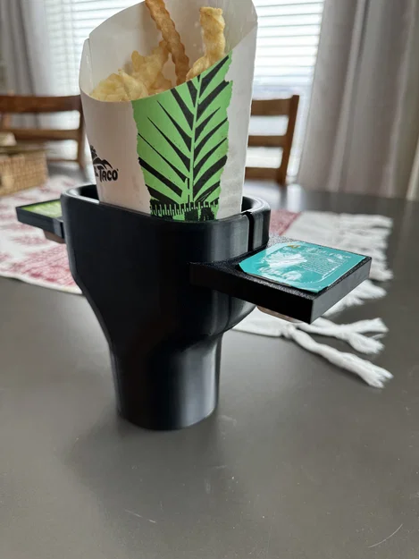Giá đỡ khoai tây chiên cho cup holder ô tô (kèm khay sốt) - Image 2