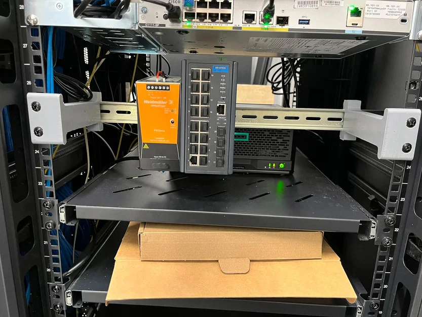 Bộ giá đỡ chuyển đổi Din Rail gắn tủ Rack 19 inch (In 3D) - Image 1