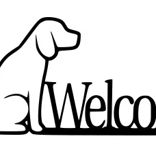 Mô hình trang trí tường hình chú chó Welcome độc đáo