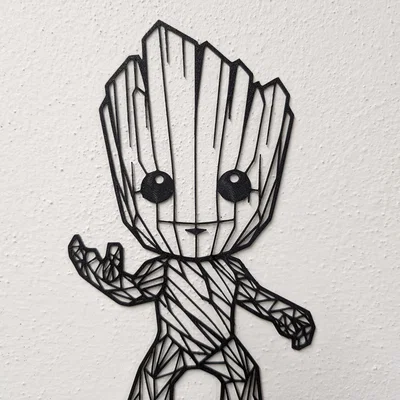 Tranh treo tường 3D Baby Groot thiết kế Low Poly dễ in