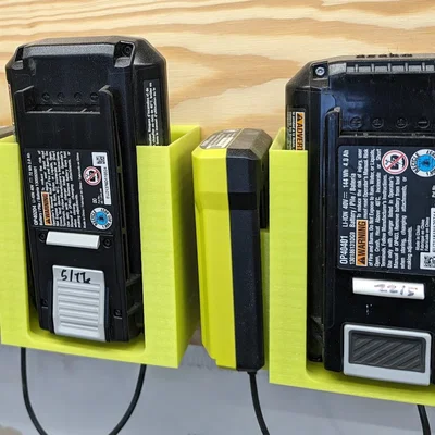 Giá treo tường pin Ryobi 40V 4Ah và bộ sạc slim in 3D tiện lợi