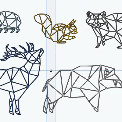 Bộ sưu tập tranh treo tường 2D động vật phong cách Low Poly in 3D