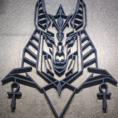 Tranh treo tường 3D thần Anubis Ai Cập phong cách hình học