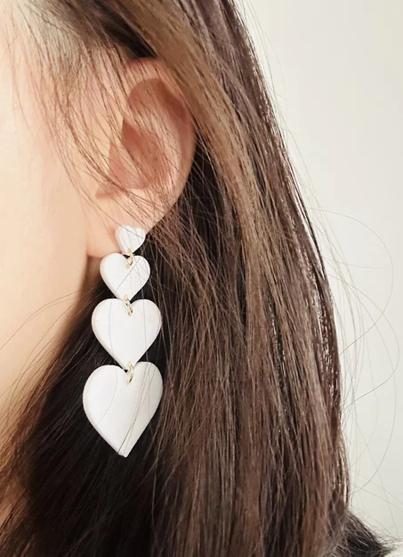 Bông tai in 3D hình trái tim xếp tầng xinh xắn - Image 2