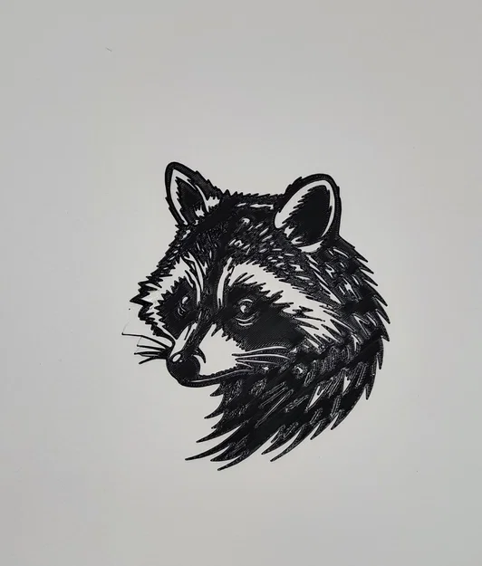 Mẫu in 3D trang trí tường hình đầu gấu mèo Racoon độc đáo - Image 1