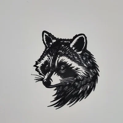 Mẫu in 3D trang trí tường hình đầu gấu mèo Racoon độc đáo