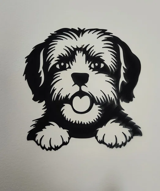 Mẫu tranh treo tường 3D hình chú chó Shih-Tzu trang trí nhà cửa - Image 1