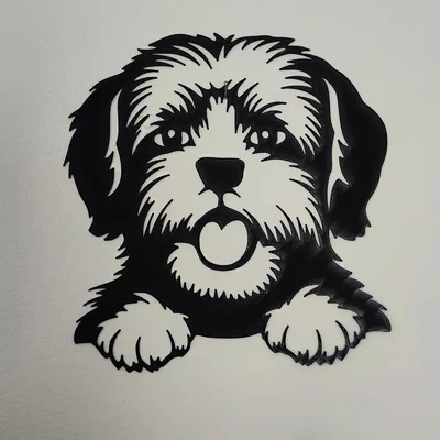 Mẫu tranh treo tường 3D hình chú chó Shih-Tzu trang trí nhà cửa