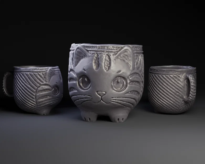 Kitty Cup - Mô hình cốc hình mèo 3D đáng yêu để bàn - Image 1