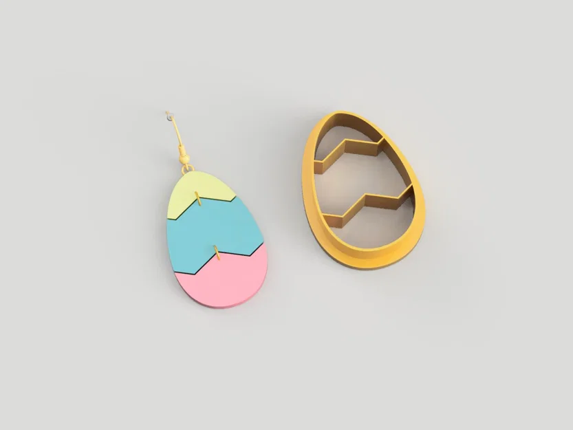 Dao Cắt Bông Tai Đất Sét Polymer Trứng Phục Sinh 3 Màu (Tri Color Easter Egg) - Image 1