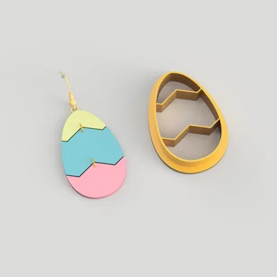 Dao Cắt Bông Tai Đất Sét Polymer Trứng Phục Sinh 3 Màu (Tri Color Easter Egg)