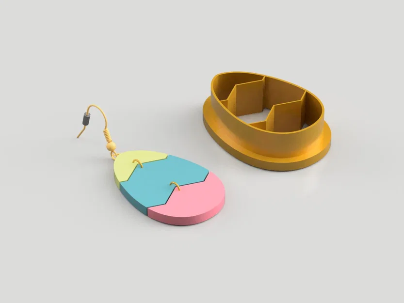 Dao Cắt Bông Tai Đất Sét Polymer Trứng Phục Sinh 3 Màu (Tri Color Easter Egg) - Image 3