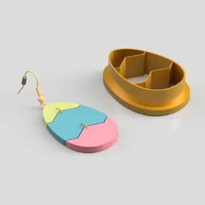 Dao Cắt Bông Tai Đất Sét Polymer Trứng Phục Sinh 3 Màu (Tri Color Easter Egg)