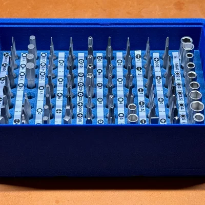 Gridfinity Labeled 4mm Bit Holder (90 mũi)