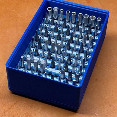 Gridfinity Labeled 4mm Bit Holder (90 mũi)