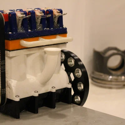 Động cơ khí nén Inline 3 hoạt động (Functional Pneumatic Inline 3 Engine)