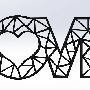 Mẫu tranh treo tường chữ LOVE thiết kế hình học in 3D đẹp mắt