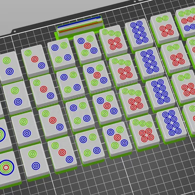 Bộ quân bài Mạt Chược (Mahjong) 3D cho máy in nhiều màu